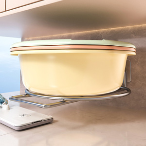 Bathroom Storage Rack Oval Wall Mounted Hanging Washbasin Stand Durable Under Sink Organizer - Product Image 1