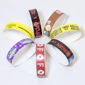 Pulsera de Papel Promocional de Color Sólido Imprimible, Resistente a Desgarros, Pulseras de Papel Impermeables con Logotipo Personalizado - Product Image 4