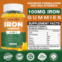 Complément de fer haute teneur sans sucre, gommes de fer pour femmes avec vitamine C pour booster l'énergie, multivitamines en gommes au fer