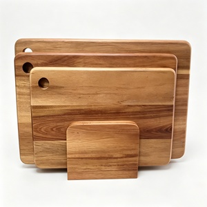 Ensemble de 3 planches à découper en bois d'acacia avec support de rangement, ensemble de planches à fromage et à charcuterie - Product Image 1