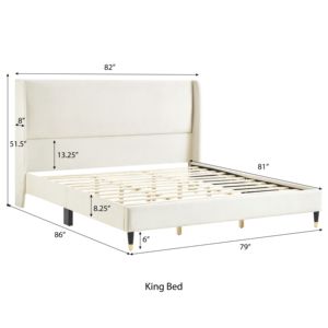 DB rozitta เตียงกำมะหยี่สีเบจขนาดคิงไซส์เฟอร์นิเจอร์ห้องนั่งเล่นหรูหรา - Product Image 5