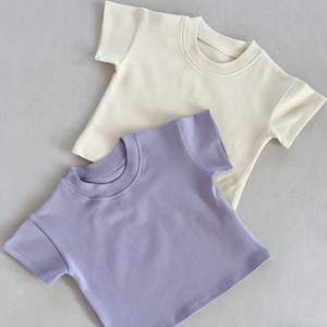 100% enfants T-shirt été nouveaux garçons filles à manches courtes fond bébé solide haut coton enfants <span class=keywords><strong>chemise</strong></span> - Product Image 5