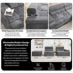 Contemporary Square 4-Piece Modular Ottoman Set in Box Vacuum Compressed <b>for</b> Villa Showroom Use Easy Shipping & Ready to Use - Product Image 3