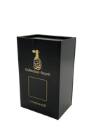 Boîte cadeau magnétique pliable noire avec impression dorée, boîte rigide à couvercle rabattable pour emballage de parfums et cosmétiques, vente en gros