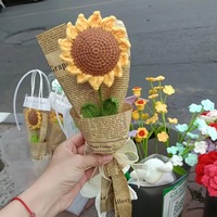 Buket Bunga Matahari Buatan Tangan Lintas Negara untuk Anak Perempuan, Ibu, Guru, Ulang Tahun, Bunga Kain Poliester Buatan, Dekorasi Rumah