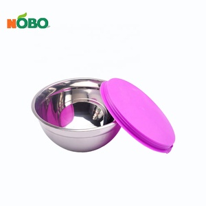 Tigelas de salada de luxo para cozinha, aço inoxidável com tampas, misturador de metal profundo 201