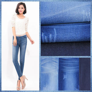 Tela vaquera lavada de LICRA alta de fabricante a bajo precio, tela vaquera elástica azul índigo de sarga de polialgodón para zapatos de niña - Product Image 1