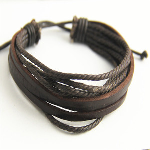 Site Web AliExpress vente chaude corde cirée multibrins en cuir à trois plis avec cuir multicouche tissé à la main décontracté pour hommes - Product Image 1