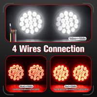 Feux arrière de remorque ronds à LED bicolores de 4 pouces, 19 LED, feux de freinage, de stop et de clignotants, étanches IP67, câbles à 3 broches
