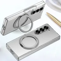 Casing Ponsel Magnetik Putar 360 Derajat untuk Samsung Galaxy Z Fold 8 Ultra 7 6 5 4 3 Transparan Anti Benturan Mendukung Pengisian Daya Nirkabel