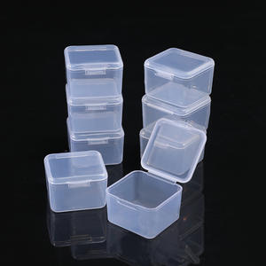 Caja de almacenamiento de plástico transparente cuadrada, 3,5x3,5x2,5 cm, estuche para joyería con tapa para tapones para los oídos, contenedor organizador pequeño, Material PP - Product Image 2