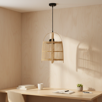 Lampe suspendue en bambou naturel tissé à la main, style rustique, en osier, style bohème, en rotin, pour la décoration de la maison