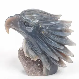 Groothandel Semi Precious Stone Craft Hand Gesneden Kristallen Eagle Figurine