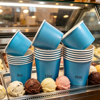 Gobelets en papier jetables écologiques bleu ciel imprimés sur mesure, qualité alimentaire, 8oz 12oz 16oz, prix de gros pour coupes à glace