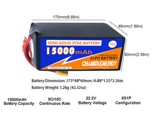 CHANDA 6S 22.2V半ソリッドステートLipoバッテリーパック5C/10C FPVドローンバッテリー12500/<span class=keywords><strong>15000</strong></span>/18000/20000/22000mAhオプションリチウムイオン - Product Image 3