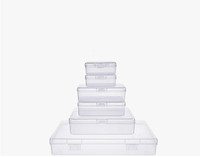 Boîte de rangement en plastique PP Rectangle, tailles personnalisées, boîte transparente avec charnière, pièces