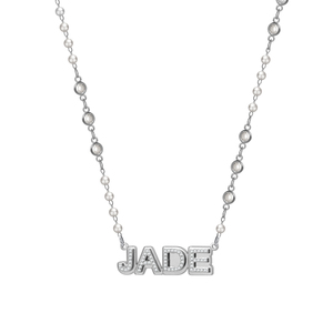 Collana di Perle Personalizzata <span class=keywords><strong>con</strong></span> <span class=keywords><strong>Nome</strong></span>, Ciondolo <span class=keywords><strong>con</strong></span> Lettera Personalizzata e Pietre CZ, <span class=keywords><strong>Catena</strong></span> Placcata Oro per Donne - Product Image 4