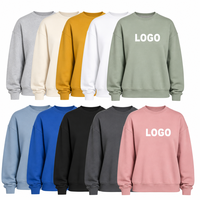 Sudadera Personalizada con Logotipo, 350gsm, Mezcla de Algodón y Poliéster, Cuello Redondo, para Hombre y Mujer, Estilo Oversize con Hombros Caídos, Sudadera Lisa al por Mayor