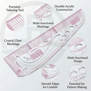 Righello Flessibile e Pieghevole per Modelli di <span class=keywords><strong>Abbigliamento</strong></span> 3245 con Scala Integrata Resistente all'Usura e Durevole per Disegno di Abiti - Product Image 5
