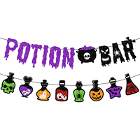 Bannière de bar à potions scintillantes, décorations de fête d'Halloween sur le thème de la maison hantée et des sorcières, bannière de fête d'Halloween, fête sur le thème des potions d'Halloween