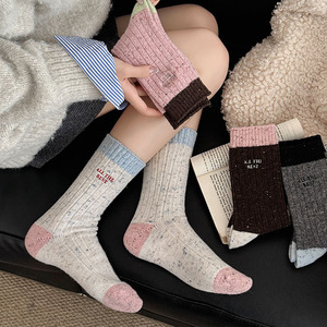 Осенне-зимние новинки: женские носки с заостренным носком из утолщенной шерстяной пряжи, влагоотводящие, повседневные, толстые женские носки-гольфы - Product Image 2
