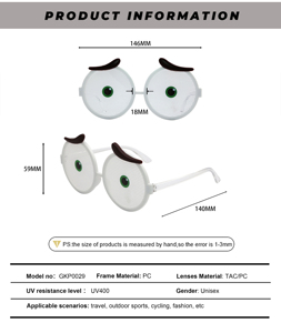 Lunettes de soleil fantaisie en maille pour enfants avec <span class=keywords><strong>yeux</strong></span> de dessin animé, cadeaux de fête amusants pour enfants, logo personnalisé disponible - Product Image 2