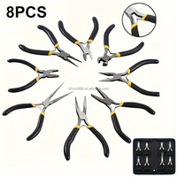 Ensemble de 8 pinces à bijoux, kit de pinces à bec effilé, rondes et plates miniatures pour la fabrication de bijoux, le wrapping de fils et les travaux manuels