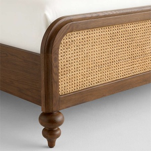 Cabecera Arqueada Moderna de Lujo para Cama King Size, Estructura de Madera Sólida con Inserciones de Mimbre, para Proyectos de Hoteles y Villas, Fabricante OEM/ODM - Product Image 5