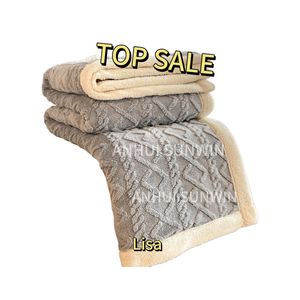 Manta de forro polar de Sherpa de 2 capas personalizada, manta de Sherpa suave de piel fluida bordada con logotipo personalizado para Festival, regalo de Navidad - Product Image 1