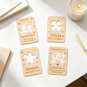 Recuerdos Personalizados, Tarjetas de Madera Grabadas con Láser, Regalos para Familiares y Amigos, Recuerdos para Fiestas - Product Image 1