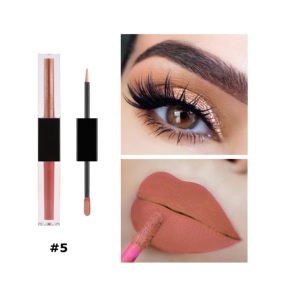 No Logo Maquillage 2 en 1 imperméable <span class=keywords><strong>à</strong></span> l'eau Rouge <span class=keywords><strong>à</strong></span> lèvres mat <span class=keywords><strong>nacré</strong></span> et <span class=keywords><strong>fard</strong></span> <span class=keywords><strong>à</strong></span> paupières liquide métallique - Product Image 2