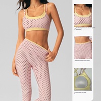 ARCHNANO Ensemble de sport 2 pièces pour femme – Soutien-gorge de sport double couche mignon et tenue de gym imprimée à pois – Idéal pour le fitness, le yoga et le Pilates