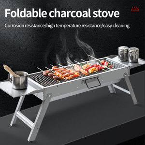 Barbecue au charbon de bois pliable, portable et compact pour l'extérieur, avec plateau latéral et grille, idéal pour les pique-niques et le camping - Product Image 3