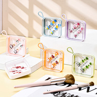 Boîte d'emballage en plastique légère avec couvercle transparent, boîtes d'emballage de couleur unie pour faux ongles à presser, cadeaux