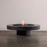 MEISU.CH Brasero rond autoportant pour villa et jardin, compatible bois/gaz/alkohol, 1300 mm, pour chauffage extérieur avec table