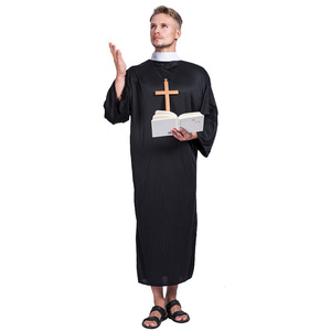 Disfraz de Misionero Masculino, Negro, Fibra de Poliéster, Talla Adulto, Cruz Incluida, Disfraz de Halloween - Product Image 1