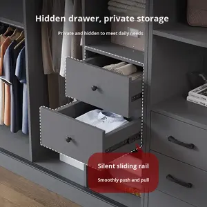 <span class=keywords><strong>Armoire</strong></span> à portes coulissantes pour usage domestique, idéale pour petits appartements, <span class=keywords><strong>chambre</strong></span> à coucher moderne et simple, en panneau artificiel, deux portes, pour chambres à louer, rangement intégré - Product Image 5