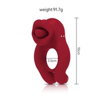 Paar-Sexspielzeug Männlicher Penisring mit Weiblichem Klitoris-Vibrator Zungen-Leck-Design Penisverschluss Fernbedienung USB Wiederaufladbar