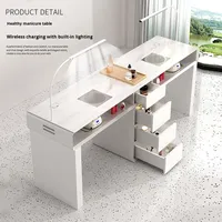 Ensemble table de manucure commerciale moderne en acier inoxydable prix spécial économique simple/double de luxe multifonctionnel salon