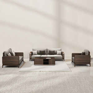 Dazhang Jiaju Modern Walnut Wood Sofa <b>U</b> Shape Removable Washable Storage <b>Living</b> Room Furniture - Product Image 2