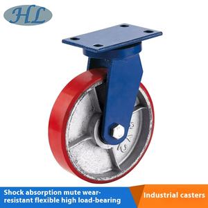 6,8 Zoll Super Heavy Duty Rollen 8 Zoll Eisenkern Polyurethan Universal räder Blaue Halterung <span class=keywords><strong>Pu</strong></span> Rollen - Product Image 6