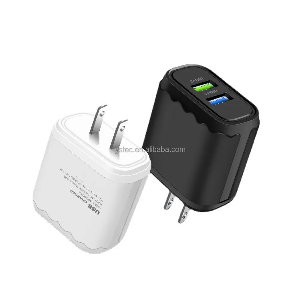 Factory Wholesale USB Chargers 2.4a Dual Port Wall USA EU UK Mobile Phone Charger Adapter For Android Samsung Huawei