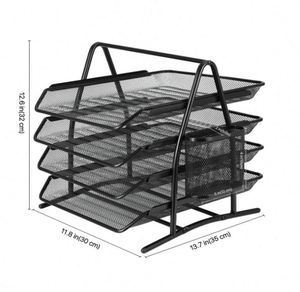 Mesh Metal Desk Organiser 4 Tier <b>File</b> Rack Letter <b>Tray</b> A4 Papers Documents Holder Desk Organizer - Product Image 3