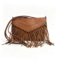 Sac à main OEM/ODM personnalisé avec logo, sac à bandoulière en cuir PU pour femme, style rétro bohème avec franges, fermeture à rabat et fermeture éclair, vente en gros vintage