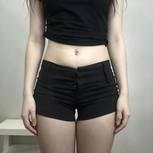 Shorts tissés boutonnés taille mi-haute pour femme, coupe droite décontractée, légers, style Y2K, polyvalents, basiques d'été - Product Image 4