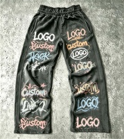 Pantalones Deportivos Personalizados para Hombre, Cintura Elástica con Cordón, Estilo Urbano, Pantalones Desgastados para Otoño