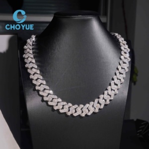 ลดราคาพิเศษ สร้อยคอเงินแท้ S925 ขนาด 18 มม. แบบ Cuban Link 2 แถว ประดับเพชรโมอิสซาไนต์ สไตล์ฮิปฮอป เครื่องประดับคุณภาพสูง สร้อยคอผู้ชาย ผ่านการทดสอบเพชร GRA - Product Image 4