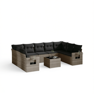 Ensemble de canapés de jardin en rotin gris 6 places, mobilier d'extérieur résistant aux intempéries, design contemporain - Product Image 1