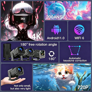 โปรเจคเตอร์ WiFi โปรเจคเตอร์โทรศัพท์ ความละเอียด 720P ความสว่าง 200 ลูเมน ระบบ Android 11 รองรับการเชื่อมต่อไร้สายแบบ Screen Mirroring พกพาสะดวก ดีไซน์บางเฉียบ เหมาะสำหรับการตั้งแคมป์และการเดินทาง - Product Image 2