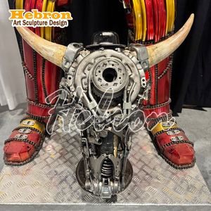Escultura de Pared de Gran Tamaño, Cráneos de Toro, Arte <span class=keywords><strong>en</strong></span> Metal Reciclado para Decoración de Paredes de Clubes, Suministro de Fábrica - Product Image 3